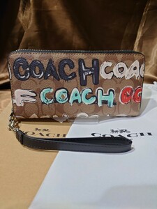 【1スタ】C-295 新品未使用 COACH X MINT + SERF】 ロング ジップ アラウンド ウォレット・シグネチャー キャンバス