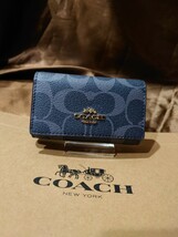 【1スタ】C-382 新品未使用 COACH ファイブ リング キー ケース シグネチャー キャンバス_画像1