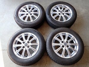 YS2441【送料無料175/65R15】アクア スペイド フィールダーなどに BS VRX2 中古スタッドレス ★15×5.5J 100/4H ET42★1円スタート