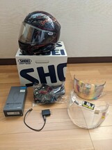 SHOEI Z7 INCEPTION size : L　B+COM 6X付き　　　SHOEI CWR-1フォトクロミック、予備シールド2個付き　新品チークパット付き（送料無料）_画像1