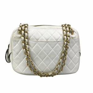 【1円～】シャネル CHANEL バッグ ショルダーバッグ チェーンショルダー マトラッセ レザー ホワイト 0番台 ココマーク 中古