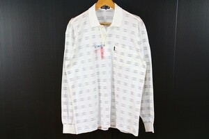 DAKS LONDON ダックス ポロシャツ トップス 長袖 薄手 ウェア ゴルフ 日本製 総柄 L 白 ホワイト メンズ [776519]