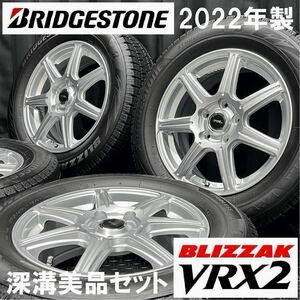 22年製深溝美品★ブリヂストン VRX2 215/60R16&社外アルミ 4本 №B231115-B1 オデッセイ ヴェゼル CX-3等/5H 114.3 ホイール*スタッドレス