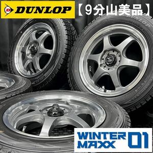 9分山美品★社外アルミ＆165/70R14 DUNLOP WM01 4本 №BT231116-B3 ハスラー キャストアクティバ等/14インチホイールスタッドレスセット