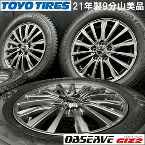 21年製9分山美品★215/60R16 TOYO GIZ2&社外アルミ 4本 №231127-S1 ヴェゼル オデッセイ CX-3 エスティマ等/16インチホイールスタッドレス