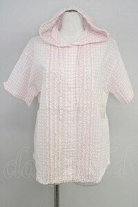 PINK HOUSE / hood check short sleeves blouse T-23-10-08-014-LO-BL-HD-ZT107