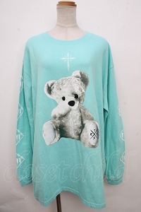 TRAVAS TOKYO / Furry bear　プリント ロングスリーブカットソー ミント S-23-11-20-083-PU-TO-UT-ZS