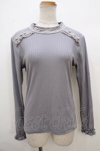 axes femme / ビジュ釦テレコプルオーバー M グレー Y-23-11-19-057-AX-TO-SZ-ZY