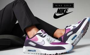 通気性 快適! 26cm NIKE ナイキ AIR MAX 90 G NRG エアマックス 90 スパイクレス ゴルフ シューズ Golf / White/Cave Purple