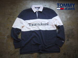 新品1.9万 US購入 M トミージーンズ 3D刺繍ロゴ ラガー シャツ フラッグ 刺繍 / TOMMY HILFIGER TOMMYJEANS