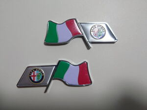  Alpha Romeo front Logo type 3Dtoli colore flag type metal badge 2 piece set 