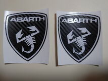 フィアット アバルト ABARTH 盾形 スコーピオンステッカー 2枚セット ロゴ色：ホワイト_画像1