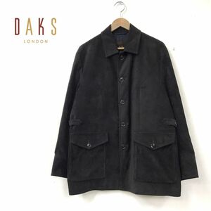 N282-N◆美品◆ DAKS ダックス ベロア調コート ハーフコート 総裏 ゆったり◆ sizeL ブラウン 茶色 ポリエステル100 メンズ