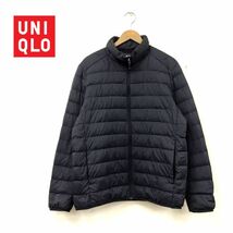 N96-N◆美品◆ UNIQLO ユニクロ ウルトラライト ダウンジャケット ブルゾン 軽量 ◆sizeL ブラック 黒 ナイロン メンズ_画像1