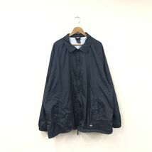 N361-F◆ Dickies ディッキーズ コーチジャケット ブルゾン 大きめ ◆ size2XL ナイロン100 ブラック 古着 メンズ 秋冬 ロゴパッチ_画像2