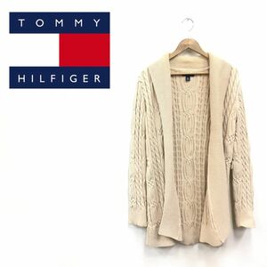 O2672-F◆ tommy hilfiger トミーヒルフィガー カーディガン ニット セーター ◆ sizeM コットン アクリル ベージュ 古着 レディース 秋冬