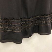 O2595-K◆良品 Leilian レリアン ロングフレアスカート◆size13+ ブラウン ウール100% 薄手 刺繍 ビーズ 裏地あり キレイめカジュアル_画像3