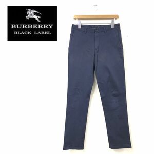 N142-R◆BURBERRY BLACK LABEL バーバリーブラックレーベル スラックス◆サイズ73 メンズ 紳士 ボトムス シンプル 無地 ネイビー