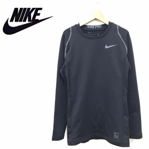 O2630-R◆NIKE ナイキ ウォームインナーシャツ◆サイズM 165〜175 メンズ 紳士 トップス 秋冬 長袖 裏起毛 スポーツ ストレッチ ブラック