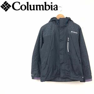 N960-F◆ Columbia コロンビア 中綿ジャケット パーカー フーディ ◆ sizeS ポリエステル100 ブラック 古着 メンズ 秋冬 ロゴ刺繍