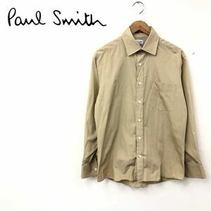 N948-F-N◆ Paul Smith ポールスミス 長袖シャツ トップス 胸ポケット 日本製 ◆ sizeM コットン100 ブラウン 単色 無地 古着 メンズ 秋冬