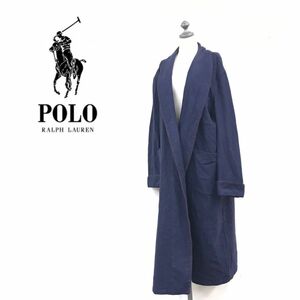 N618-F◆ POLO RALPH LAUREN ポロラルフローレン ガウン コート ジャケット ◆ sizeM ウール ネイビー 古着 ユニセックス 秋冬