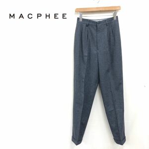 N484-K◆良品 日本製 MACPHEE マカフィー テーパードスラックス◆size38 グレー センタープレス 美シルエット ウールブレンド レディース