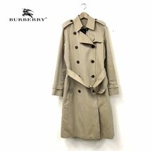 N891-N◆ BURBERRY LONDON バーバリーロンドン トレンチコート ダブル ベルト ライナー完備 ◆size40 ベージュ ノヴァチェック コットン_画像1