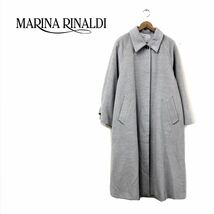 N1081-O◆美品◆イタリア製◆ MARINA RINALDI マリナリナルディ ステンカラーコート カシミヤ アウター◆size23 ウール グレー_画像1