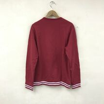 N1048-M◆LACOSTE ラコステ スウェット トレーナー ◆size５ コットン 赤 レッド プリント メンズ 古着 ライン入り 丸首_画像6