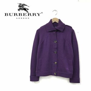 N1046-M◆BURBERRY LONDON バーバリー ロンドン ニット セーター ◆size２ ウール 紫 レディース 秋冬 ハイネック