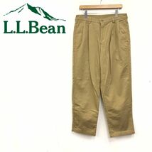 N1603-F◆ LLbean エルエルビーン チノパンツ ボトムス ジッパーフライ ◆ size33 コットン100 ブラウン 単色 古着 メンズ_画像1