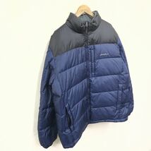 N1582-F-N◆ eddie bauer エディーバウアー ダウンジャケット ジップアップ ブルゾン 大きめ ◆ sizeXL ブルー ブラック 古着 メンズ 秋冬_画像5