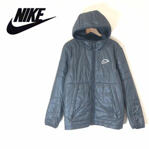 N1457-F◆ NIKE ナイキ ダウンジャケット パーカー フーディ ◆ sizeM ポリエステル100 ブラック ロゴパッチ 古着 メンズ 秋冬