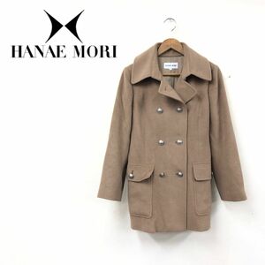 N1296-F-S◆ HANAE MORI ハナエモリ ダブルテーラードジャケット 総裏 ◆ size38 アンゴラ ウール ブラウン 古着 レディース 秋冬