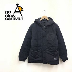 N1293-F-N◆ go slow caravan ゴースローキャラバン ダウンジャケット パーカー フーディ ◆ size3 ナイロン100 ブラック 古着 メンズ 秋冬