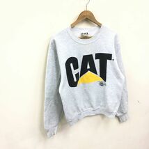 N1145-F◆ 90s ◆ old ◆ CAT キャタピラー トレーナー スウェットシャツ USA製 ◆ コットン100 グレー ロゴプリント 古着 メンズ 秋冬_画像5