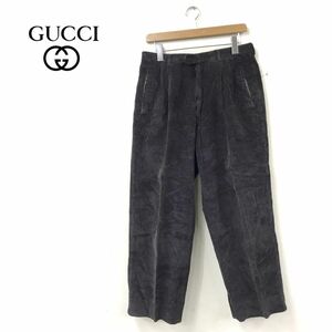 N1301-N◆old◆イタリア製◆ GUCCI グッチ コーデュロイパンツ ワイド 2タック ボトムス ◆size52 ブラウン系 コットン100 メンズ