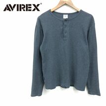 N1542-J◆avirex アヴィレックス ハーフボタンリブカットソー◆サイズM メンズ レディース 長袖Tシャツ カジュアル ロンT 重ね着_画像1