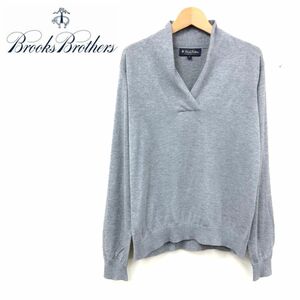 N1394-J◆Brooks Brothers ブルックスブラザーズ カシミヤブレンドニット◆グレー L メンズ レディース Vネック セータープルオーバー 秋冬