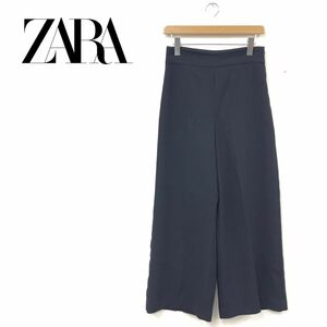 N1386-R◆ZARA WOMAN ザラウーマン ワイドパンツ◆サイズS レディース 婦人 ボトムス センタープレス ブラック シンプル 無地