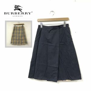 N1831-M◆BURBERRY バーバリー リバーシブル ラップスカート 巻きスカート◆sizeS コットン グレー ノバチェック 古着