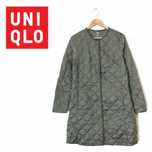 N2258-F-N◆ UNIQLO ユニクロ ダウンコート ジャケット キルティング ◆ sizeM ナイロン100 グリーン 古着 レディース 秋冬