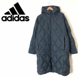 N2210-F-N◆ adidas アディダス ダウンコート ジャケット パーカー フーディ ◆ sizeM ポリエステル100 ブラック 古着 メンズ 秋冬