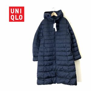 N2151-N◆タグ付き美品◆ UNIQLO ユニクロ ウルトラライトダウンコート ジャケット レディース ◆sizeXL ネイビー 紺 ナイロン100