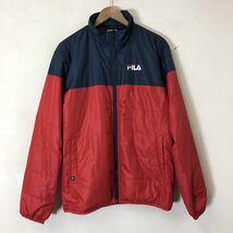 N2020-W◆良品◆FILA GOLF フィラ ゴルフ アウター 中綿ダウン ゴルフウェア デイリーユース カジュアル◆size:L レッド ネイビー系 ポリ_画像2