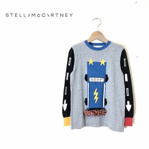 N2024-U◆STELLAMcCARTNEY KIDS ステラマッカートニー Tシャツ 長袖 クルーネック 車柄 カジュアル kids◆size8 130/64 グレー系 コットン