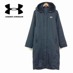 N2000-J◆UNDER ARMOUR アンダーアーマー ベンチコート◆SM 内側ボア ブラック グランドコート スポーツウェア ロングコート 暖かい 秋冬