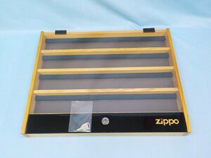 ◆店舗什器 Zippo 40個用 ショーケース 鍵付 壁掛け インテリア 木製 ジッポー コレクションケース 幅45cm 高さ36cm 中古 /A