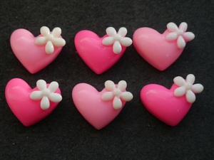  plastic parts handicrafts * accessory parts with flower Heart parts 6 piece set deco parts 